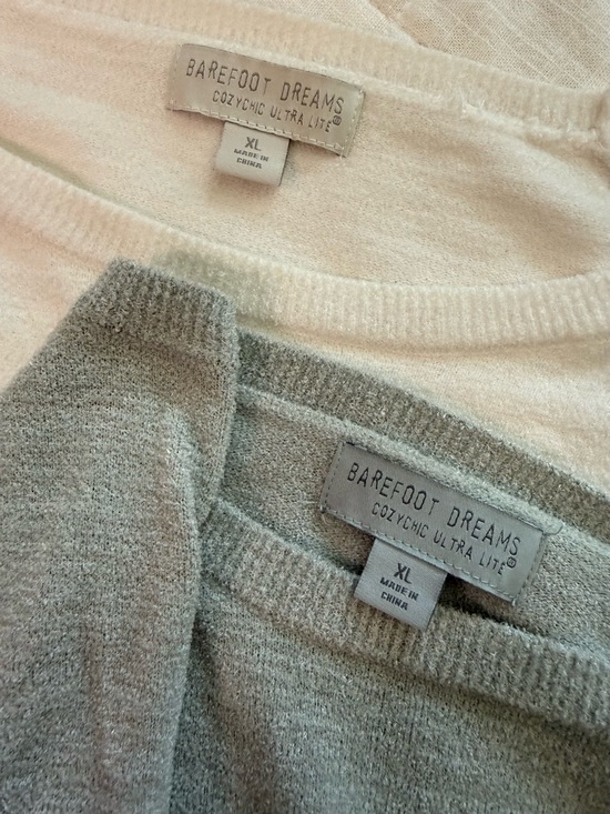 Barefoot Dreams Sweaters - Barefoot Dreams Cozychic Ultra Lite Crewneck Sweater Pair in green and white